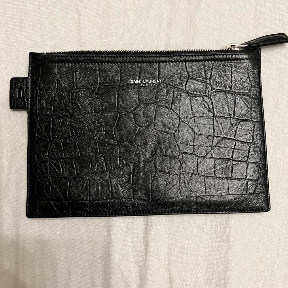 Authentic Saint Laurent embossed leather pouch